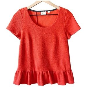 ANTHROPOLOGIE Postmark Orange Peplum Top Size S